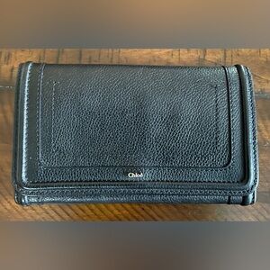Authentic Chloé Black Pebbled Leather Continental Wallet. New, never used